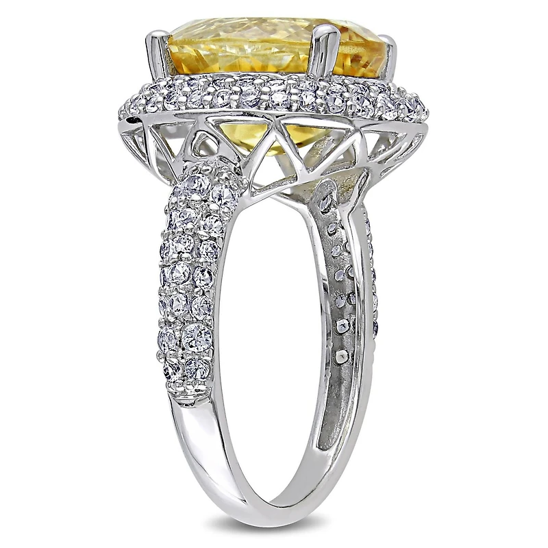 Tangelo 5.40 Carat T.G.W. Citrine and Created White Sapphire Sterling Silver Cocktail Ring
