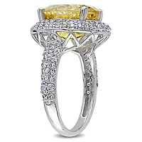 Tangelo 5.40 Carat T.G.W. Citrine and Created White Sapphire Sterling Silver Cocktail Ring