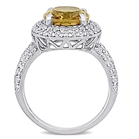 Tangelo 5.40 Carat T.G.W. Citrine and Created White Sapphire Sterling Silver Cocktail Ring