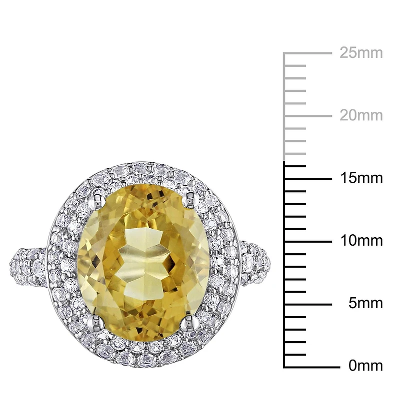 Tangelo 5.40 Carat T.G.W. Citrine and Created White Sapphire Sterling Silver Cocktail Ring