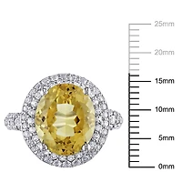 Tangelo 5.40 Carat T.G.W. Citrine and Created White Sapphire Sterling Silver Cocktail Ring