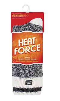 Heat Force Men's Black Cream Block Twist  Crew Sock 7-12, Single pair pack