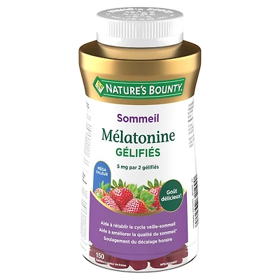 NATURE'S BOUNTY Melatonin Gummies, Helps Reset Sleep-wake Cycle, Helps Increase Total Sleep Time, Helps To Helps to reduce the time it takes to fall asleep, Helps Reduce Effects Of Jet Lag, Strawberry Flavour, Value Size 150.0 count, 150 Gummies