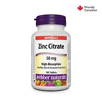 Webber Naturals Citrate de zinc 50 mg 180 comprimés