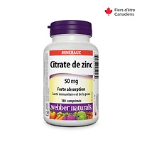 Webber Naturals Citrate de zinc 50 mg 180 comprimés