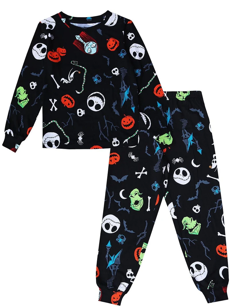 Nightmare Before Christmas Knit Sleep 2 Piece PJ Set - Adults - Ladies, Sizes : 0-3M, 3-6M, 6-12M, 12-18M, 18-24M, 2T, 3T, 4T, 5T, S, M, L, XL, 1X, 2X, 3X, XS(4-5), S(6), M(7/8), L(10/12), S, M, L