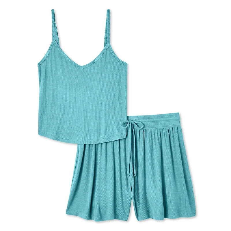 No Boundaries Women's Rib Pajama 2-Piece Set