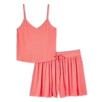 No Boundaries Women's Rib Pajama 2-Piece Set