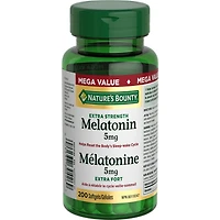 NATURE'S BOUNTY Mélatonine, extra-fort, 5 mg, aide à rétablir le cycle veille-sommeil, à s’endormir et augmente la durée du sommeil, format très éco, gélules 40.600 g 200 gélules