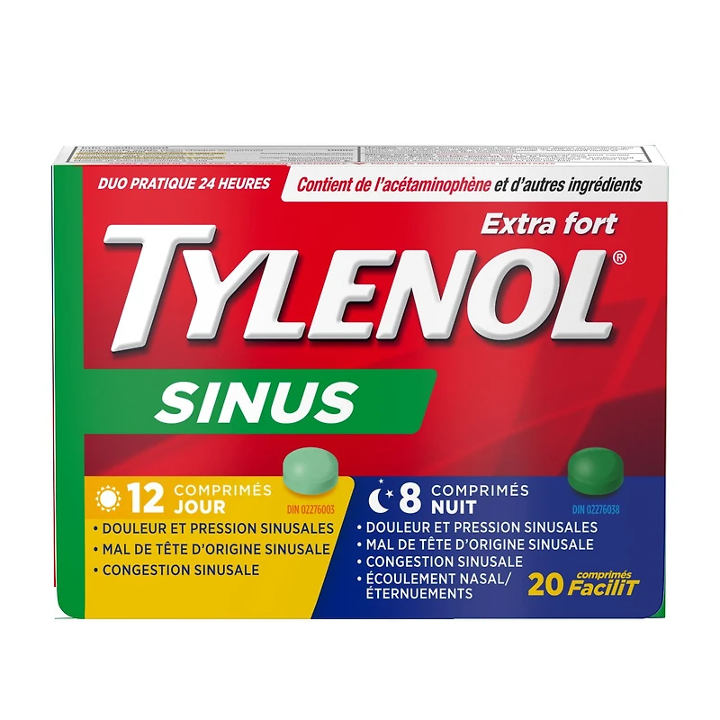 Tylenol Extra Stength Sinus eZ Tabs, Relieves Sinus congestion & other Sinus symptoms, Daytime & Nighttime, Convenience Pack, 20 Count
