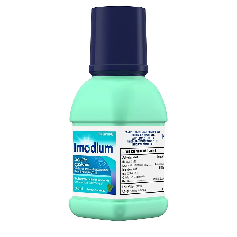 Imodium Calming Liquid for Diarrhea Relief, Mint Flavour, 240 mL