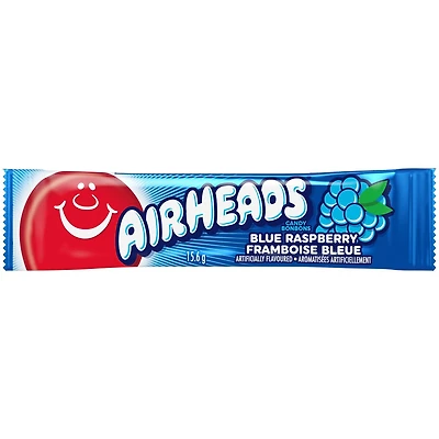 Barres Airheads, framboise bleue, emballées individuellement, 15.6g Airheads Framboise bleue—moelleuse et sympa!