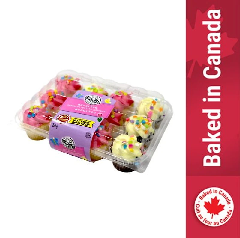 two-bite® Spring Assorted Mini Iced Vanilla and Chocolate Cupcakes