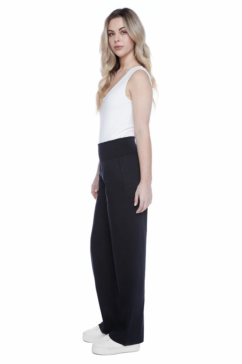 Jeaniologie ™ Ladies’ High Rise Smocked Waist Pull-on Wide Leg Pant