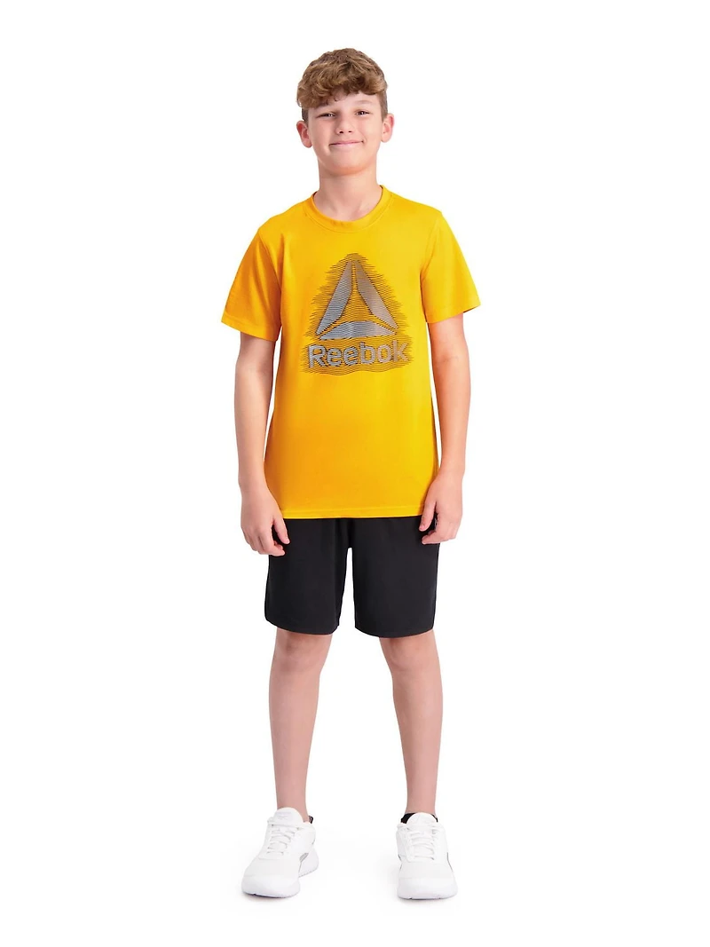 T-shirt graphique élastique à manches courtes Reebok pour garçon Tailles 4-18