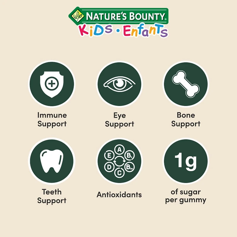 NATURE'S BOUNTY KIDS Multivitamin, Marvel Spider-Man, Only 1g Sugar Per Gummy, Supports Immune System, Eye Health, Bones, And Teeth, Source of Antioxidants, Gluten-free, Fruit Flavoured Gummies 150.0 count, 150 pc