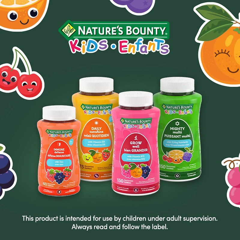 NATURE'S BOUNTY KIDS Daily Sunshine With Vitamin D3, Only 1g Sugar Per Gummy, Supports Immune Function, Helps Development Of Bones And Teeth, Aids In Absorption Of Calcium And Phosphorus 175.0 count, 175 pc