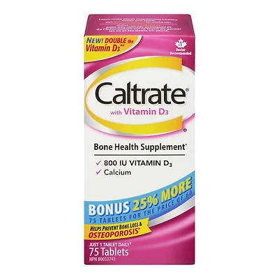 Supplément de santé osseuse avec vitamine D3 Caltrate