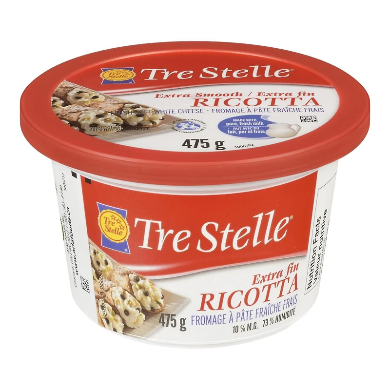 Tre Stelle Extra Smooth Ricotta Fresh Soft White Cheese, 475 g