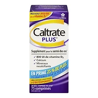 Supplément de santé osseuse Caltrate Plus - 75 comprimés Supplément de santé osseuse