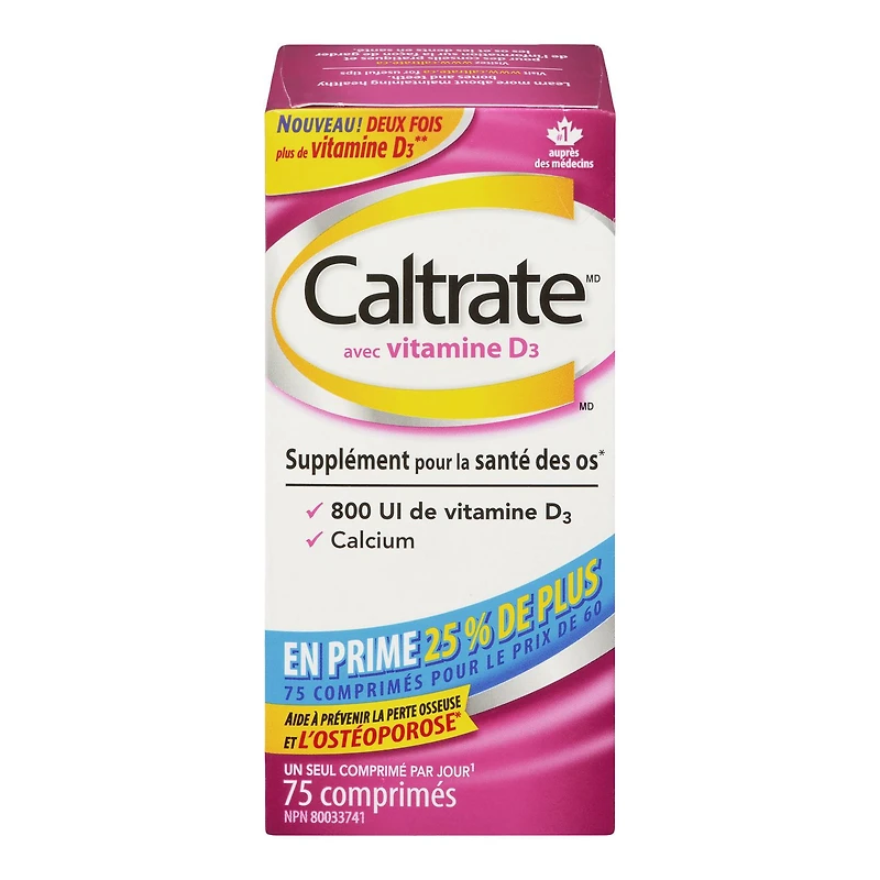 Supplément de santé osseuse avec vitamine D3 Caltrate