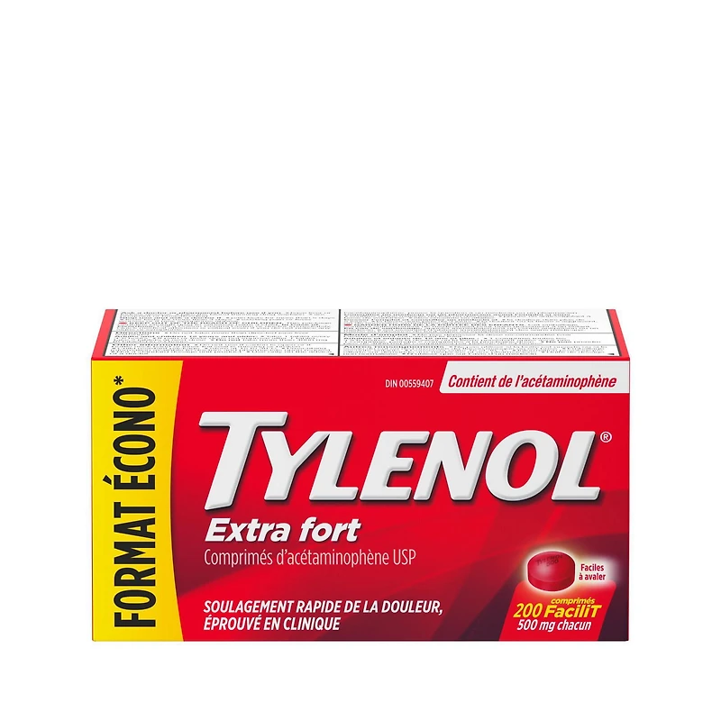 Tylenol Pain Relief Medicine, Headache and Pain Reliever and Fever Reducer, Extra Strength, Acetaminophen eZ Tabs, 500 mg, 200 Count