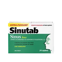 Sinutab Extra-puissant, Sinus Formule-jour, soulage la congestion des sinus et autres symptômes sinusaux 24 gélules