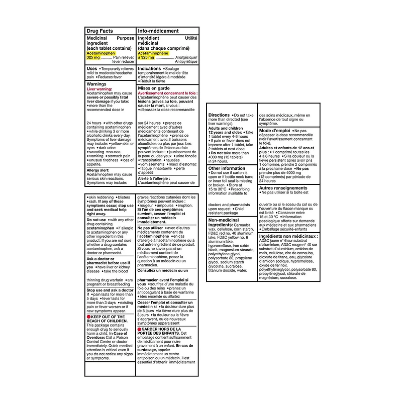 Tylenol Regular Strength Pain Relief Acetaminophen 325mg EZTabs, 120 Count