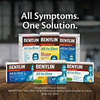 Benylin Extra Strength All-In-One Cold, Flu & Cough Caplets, Nighttime, Relieves Cold Cough & Flu symptoms, 24 Count