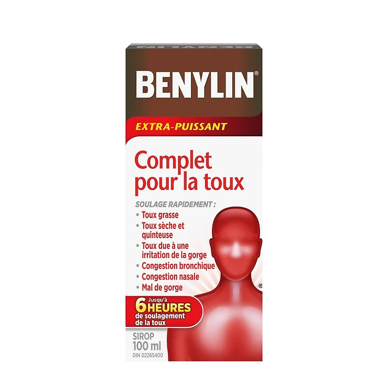Benylin Extra Strength Cough Complete Syrup, Relieves Cough, Nasal, Chest Congestion & other Cold symptoms, 100 mL