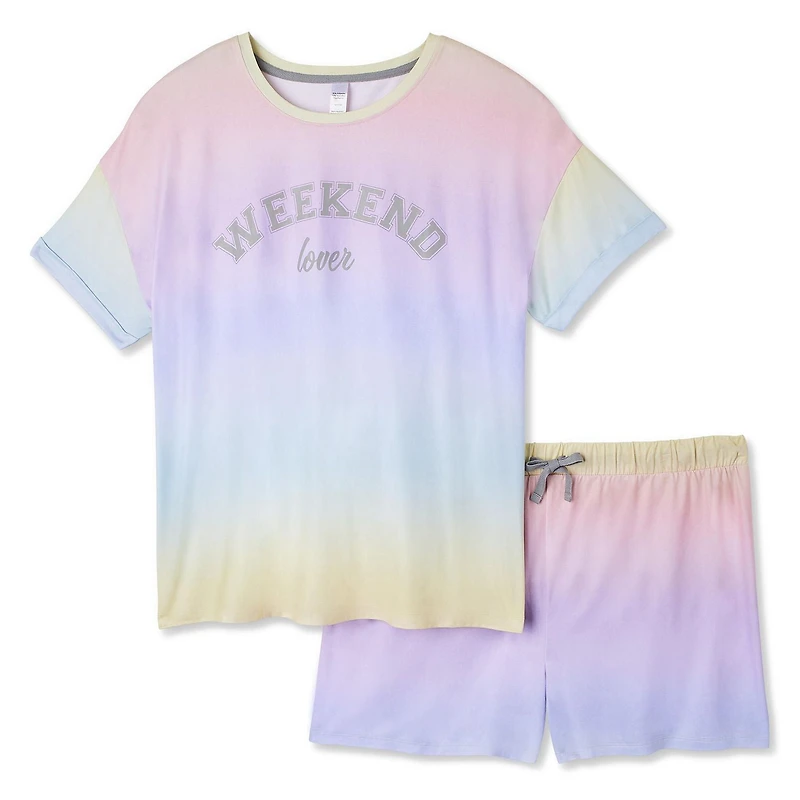 Ensemble de nuit avec t-shirt carré et short George Plus pour femmes