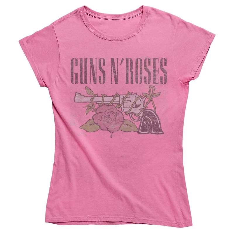 Guns N' Roses Tee shirt femme. Ce t-shirt à manches courtes ajusté et col rond pour femme peut facilement être porté avec votre jean ou votre bas préféré et