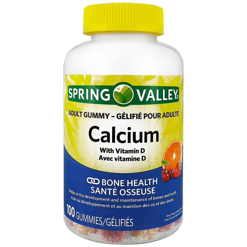 Spring Valley Gélifié de calcium avec vitamine D 100 Gélifiés. Gélifié pour Adulte.