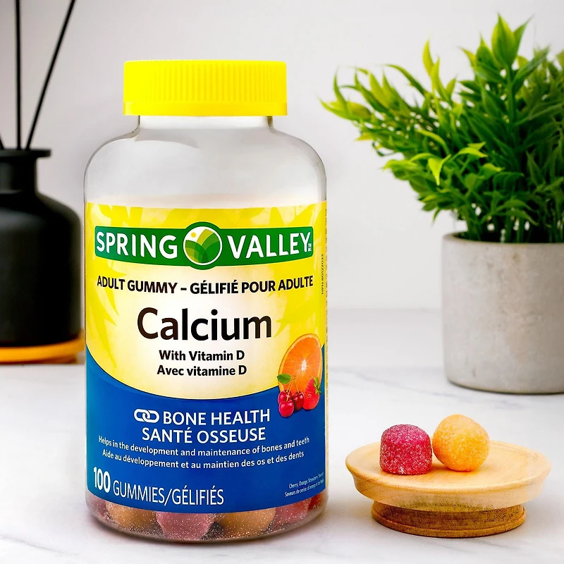 Spring Valley Gélifié de calcium avec vitamine D 100 Gélifiés. Gélifié pour Adulte.