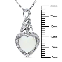 Pendentif en forme de cœur Asteria avec opale 1,20 ct PBT et accents de diamants en argent sterling, 18 po
