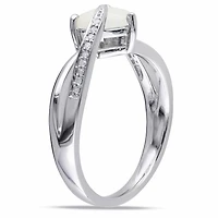 Asteria 0.88 Carat T.G.W. Opal and Diamond-Accent Sterling Silver Heart Ring