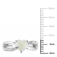 Asteria 0.88 Carat T.G.W. Opal and Diamond-Accent Sterling Silver Heart Ring