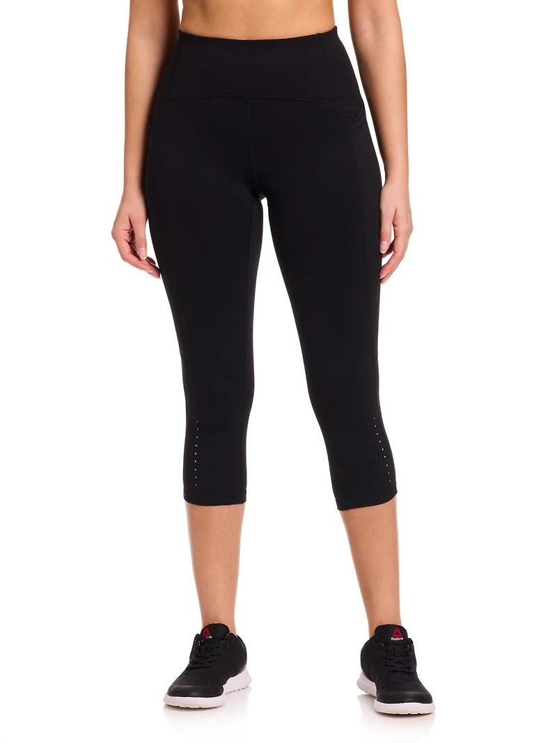 Reebok Women’s On the Run High-Rise 20” Inseam Capri Leggings with Pockets