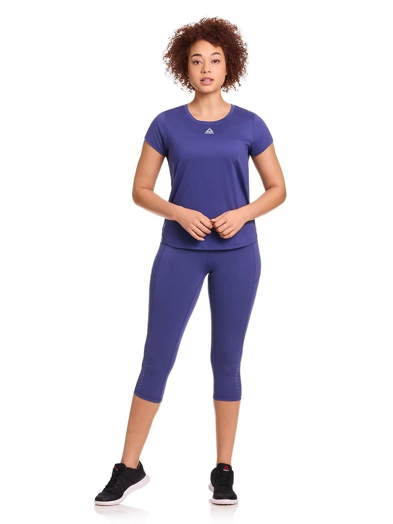 Reebok Women’s On the Run High-Rise 20” Inseam Capri Leggings with Pockets