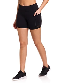 Reebok Women’s On the Run High-Rise 5” Inseam Biker Shorts with Pockets