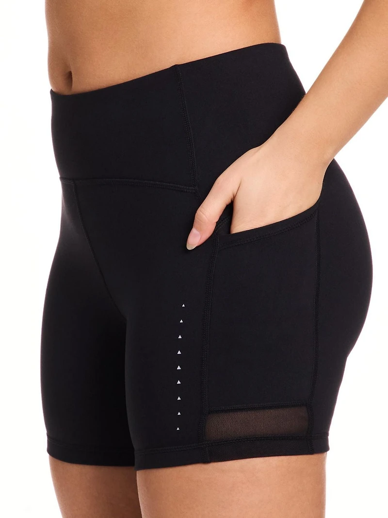 Reebok Women’s On the Run High-Rise 5” Inseam Biker Shorts with Pockets