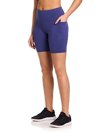 Reebok Short de motard taille haute Reflex avec entrejambe de 7 po pour femmes avec poches