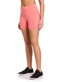 Reebok Women’s On the Run High-Rise 5” Inseam Biker Shorts with Pockets
