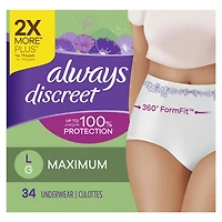 Culottes d’incontinence et de post-partum pour peau sensible Always Discreet, absorption maximale