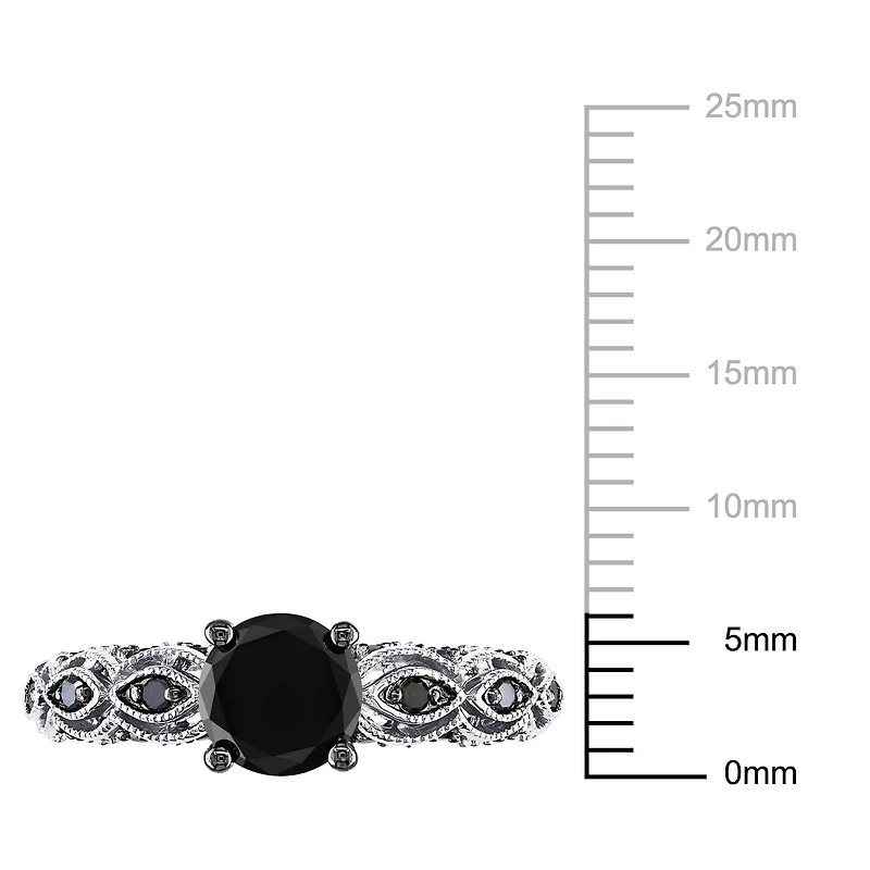 Miabella 1.25 Carat T.W. Black Diamond 10 K White Gold Engagement Ring