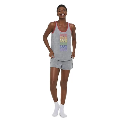 LOVE Ellen DeGeneres Women's Tank and Boxer Short Pajamas 2-Piece Set