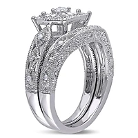 Miabella 0.20 Carat T.W. Diamond Sterling Silver Bridal Set