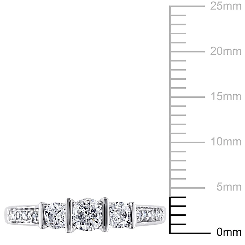 Bague de fiançailles à trois pierres Miabella avec diamants 0,50 ct poids total en or blanc 10 k