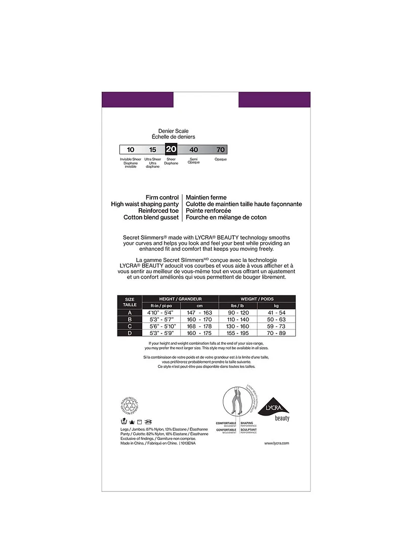 Secret® Slimmers 1pk High Waist Firm Control Pantyhose