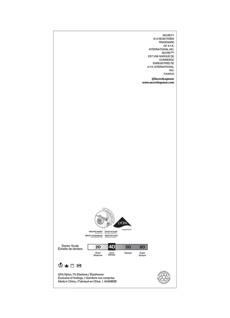 Secret® Bas aux genoux 5pk Uni Taille